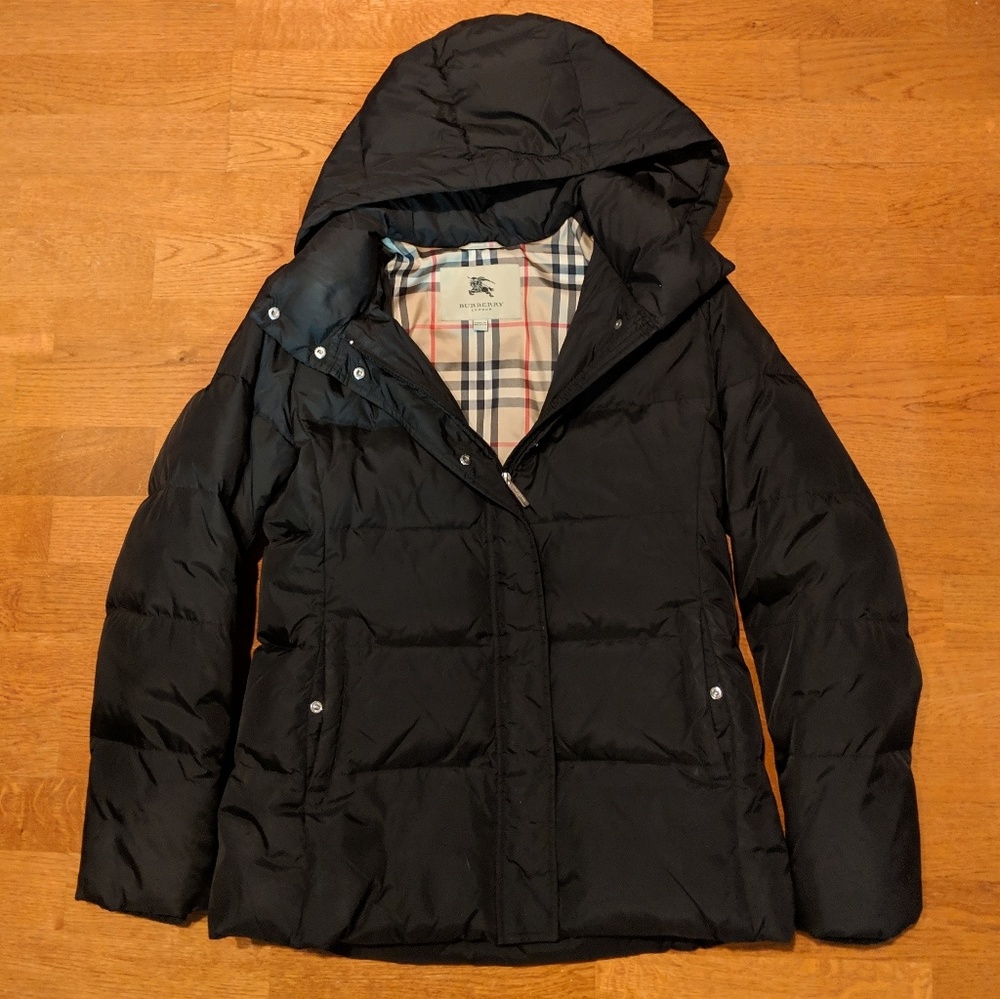 Burberry Down Hooded Puffer Coat - Like New, Sz M